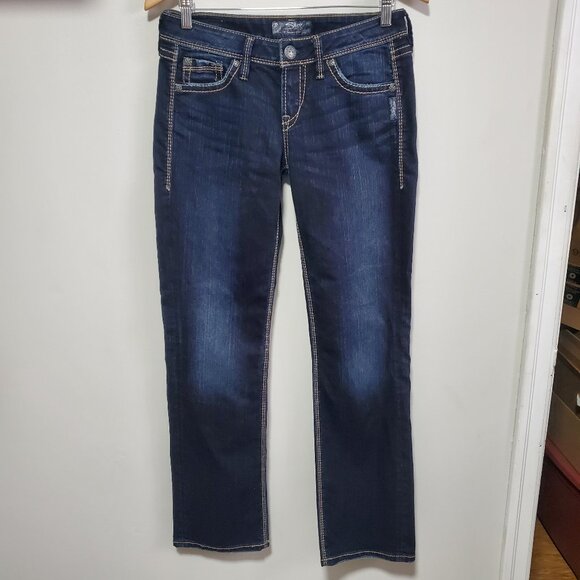 SILVER JEANS Lola Bootcut Jeans Stretch Mid-Rise Selvedge Blue Women's 28 X 32" - Picture 2 of 16